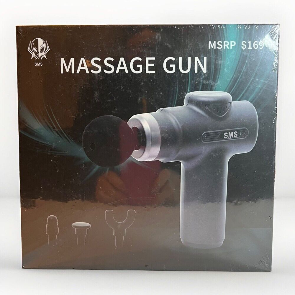 SMS Massage Gun -4 Heads USB Rechargeable‎ Lithium Battery Black MSRP $169